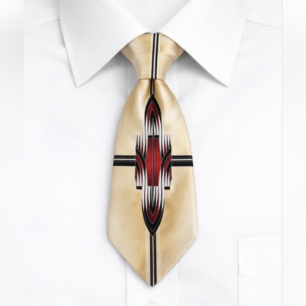VTG VITTORIO FARINA Italian Tribal Atomic Silk Tie